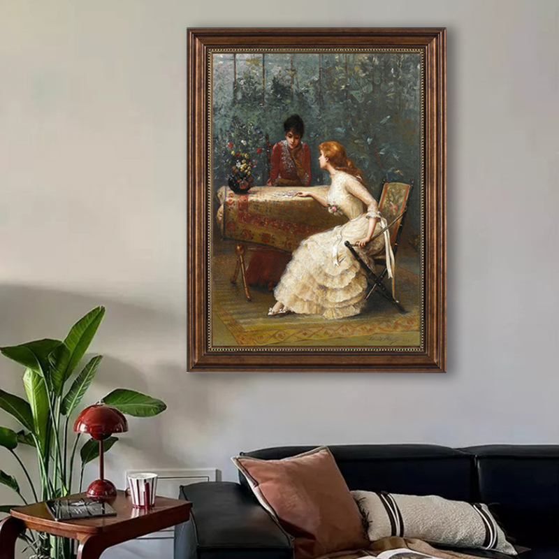 欧式古典人物装饰画美式复古仿油画书房壁画法式客厅玄关墙面挂画图片