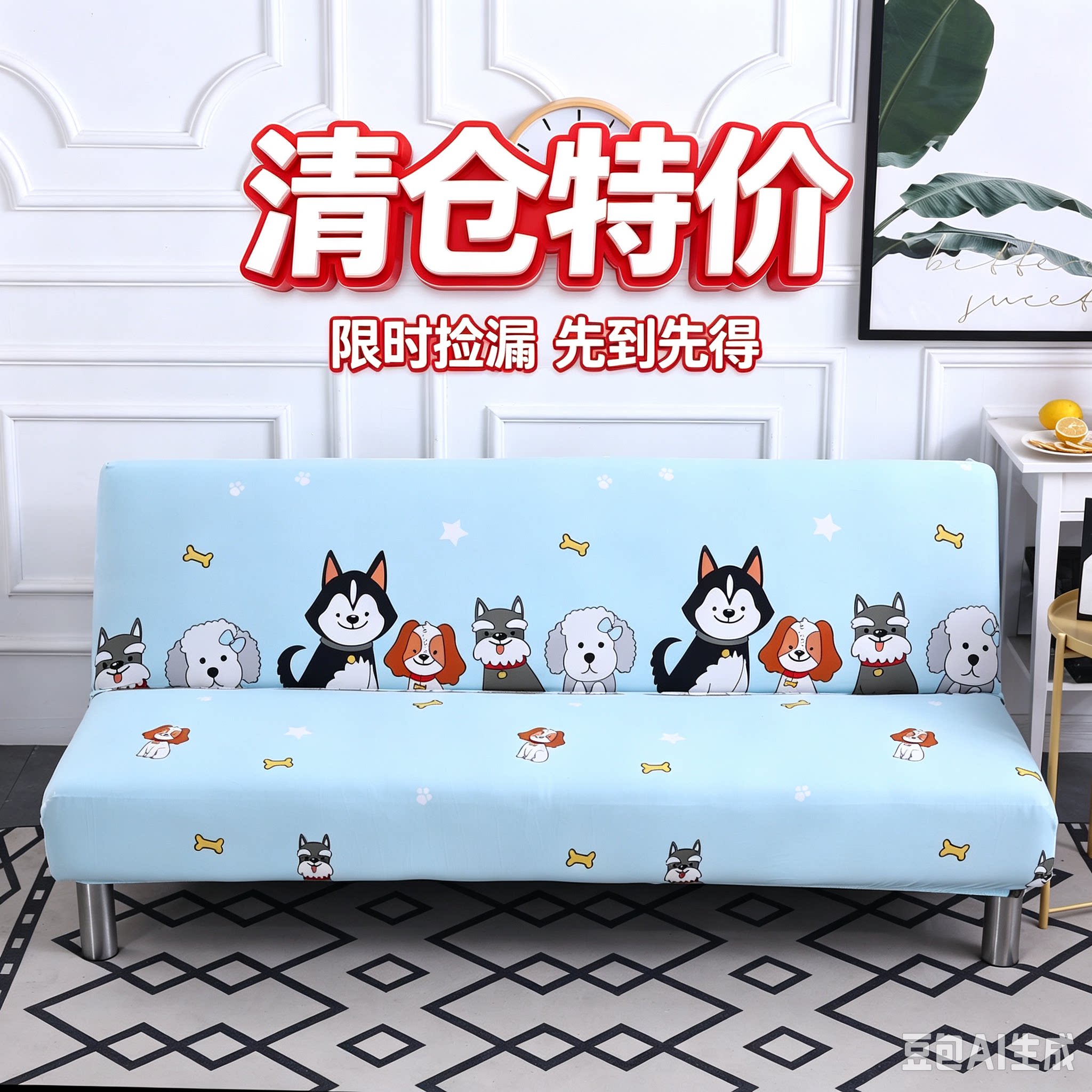 弹力无扶手折叠全包防猫爪沙发套