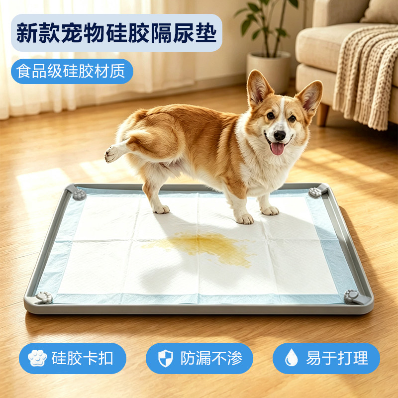 宠物硅胶按扣隔尿垫固定上厕所尿片垫防漏尿猫咪狗防撕咬尿垫托盘