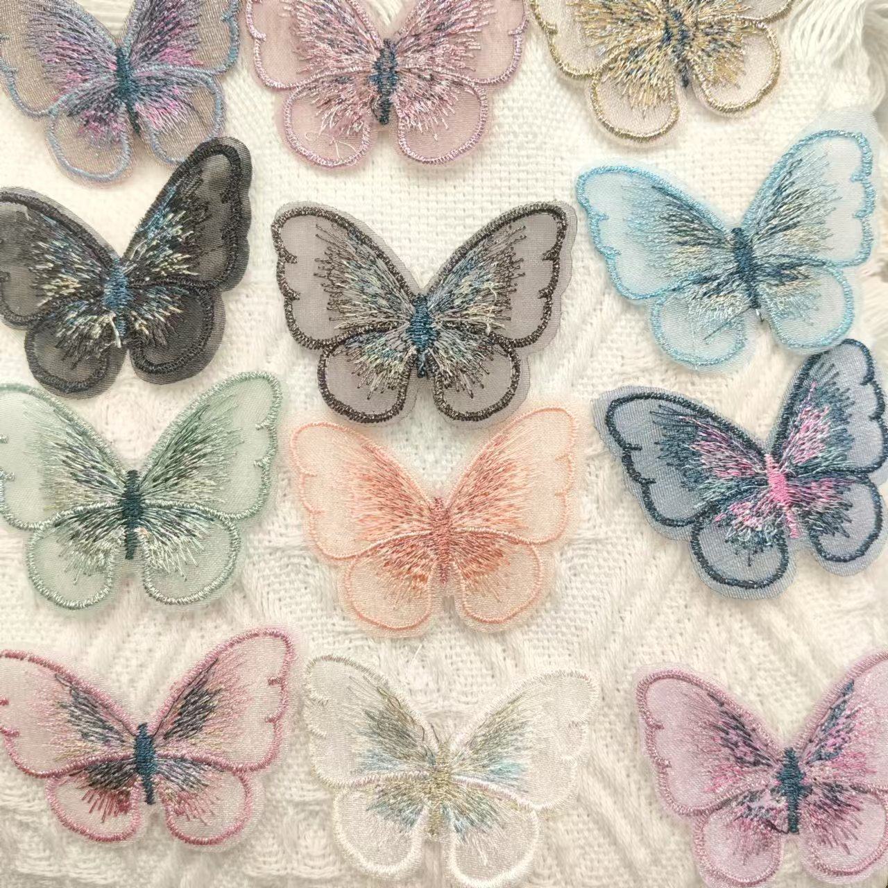 5.5cm欧根纱仿真刺绣蝴蝶手工diy发夹头饰汉服古风装饰破洞布贴,居家布艺,布贴,淘宝优惠券,粉丝福利购,淘宝优惠卷