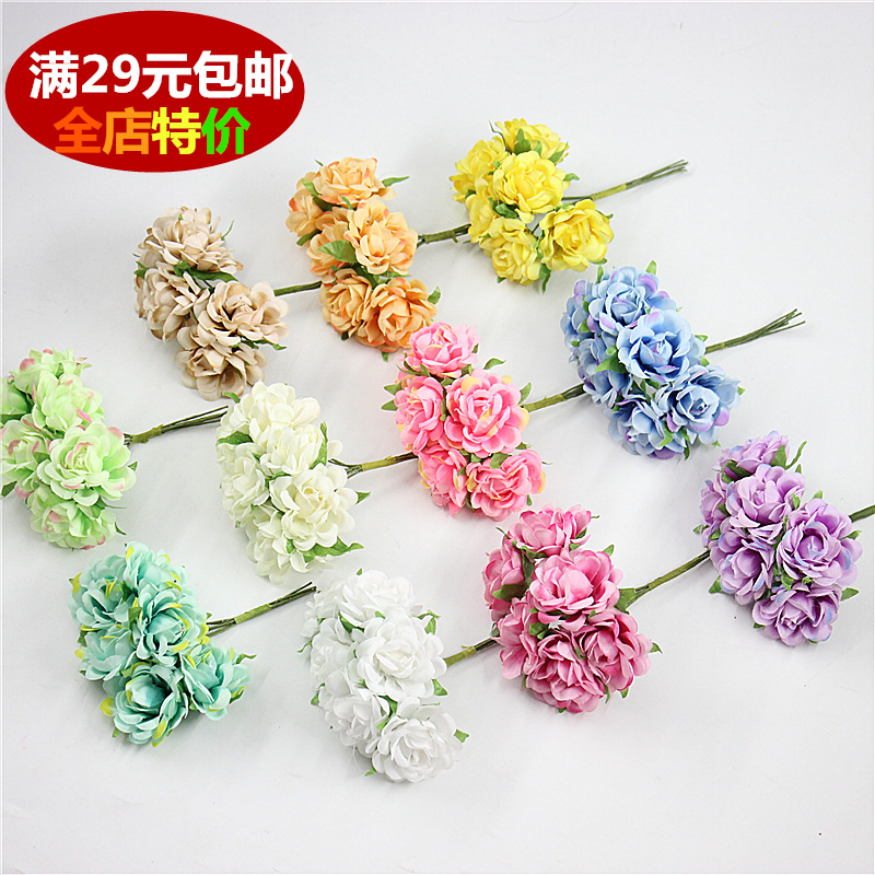 DIY手工花环材料 新娘手腕花材料头饰头花假花仿真花玫瑰花 绢花