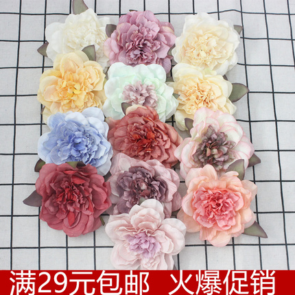 diy头饰花宫廷色 花头花朵 莫兰迪色调 茶玫 香妃牡丹 油画旗头花