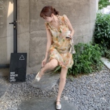 木耳边碎花无袖连衣裙女夏2025新款小个子甜美风度假小个子爆款，女装连衣裙，2C066