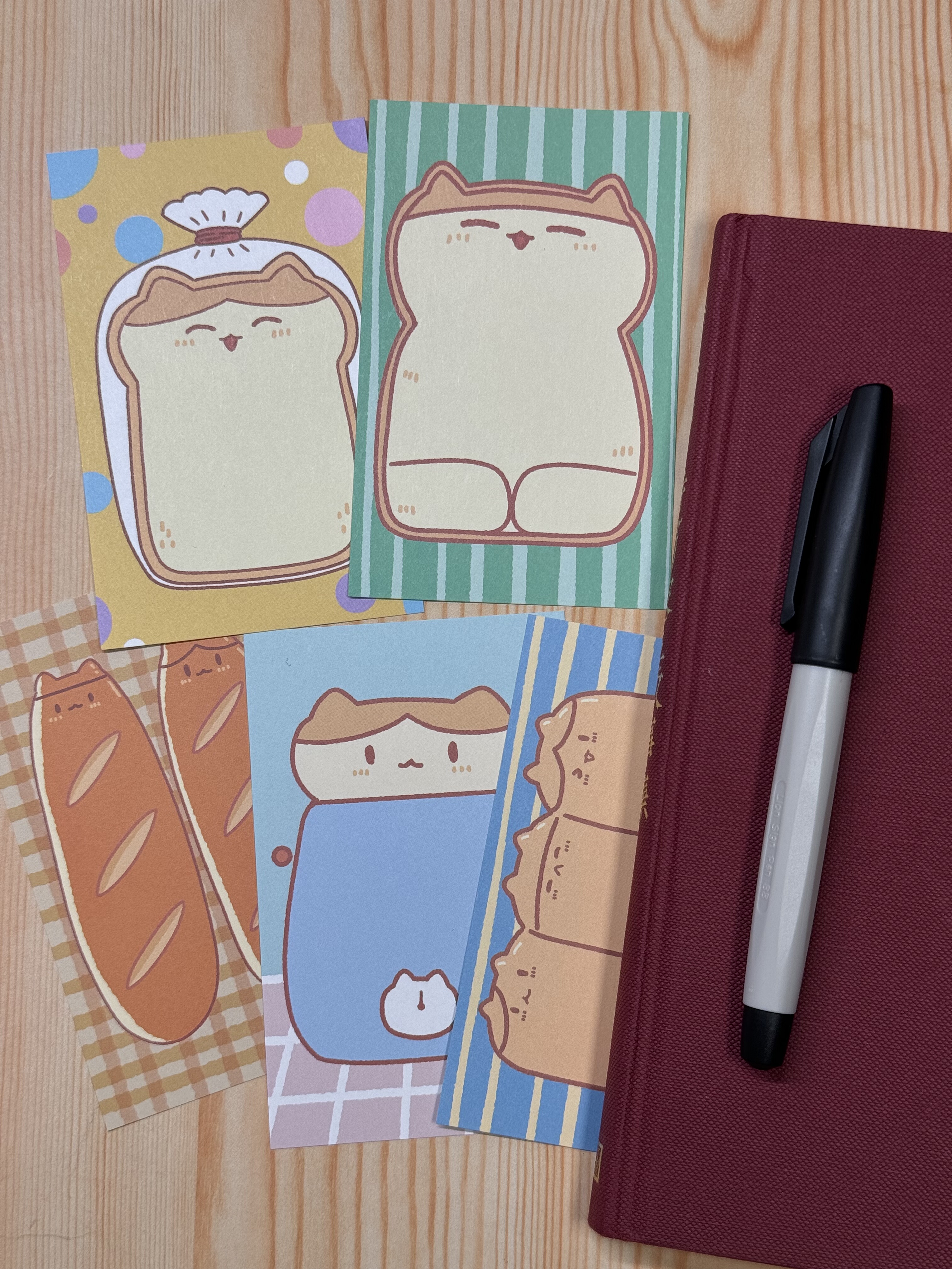 我的面包长猫啦okdoki原创卡通m5便签纸内页双面无粘性