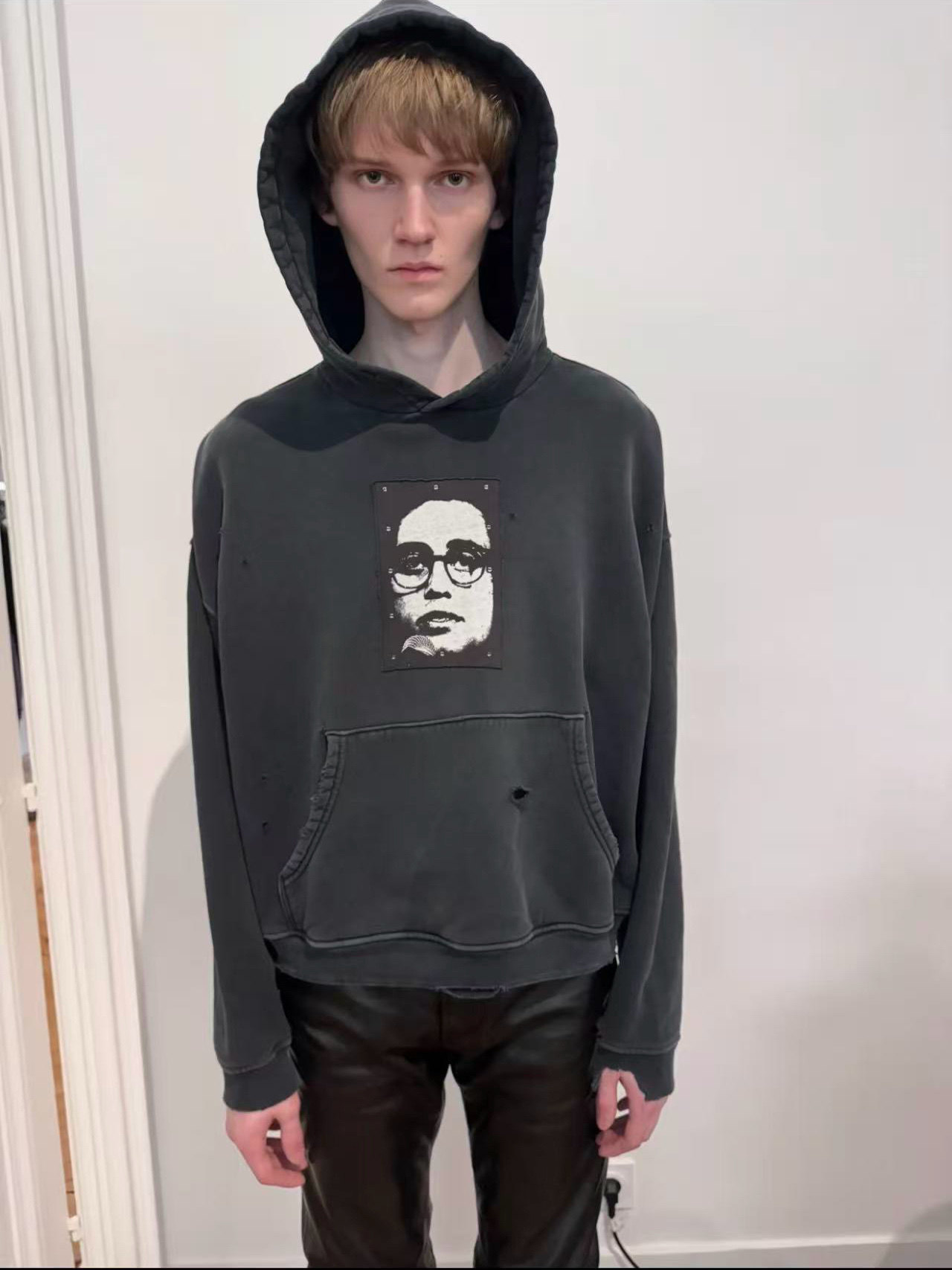 thumbnail for ERD melancholic rich second-generation 26ss portrait patch, washed with water, aged and worn out hoodie, sweatshirt, men's and women's trend