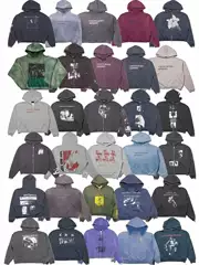Erd Melancholic Rich Second-Generation American-Style Washed Vintage Printed Zipper Hoodie Sweatshirt for Men and Women Trendy