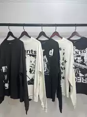 Erd Melancholic Rich Second-Generation Portrait Graffiti Casual Unisex Cleanfit Style High Street Long-Sleeve T-Shirt