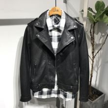 外套 潮流时尚 纯色休闲皮衣夹克韩版 短款 男士 2019秋冬新款 翻领修身