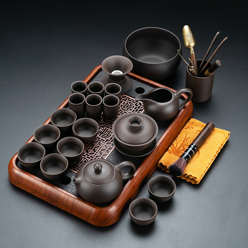 原矿紫砂功夫茶具三才碗闻香杯整套泡茶器新款家用喝茶西施壶套装
