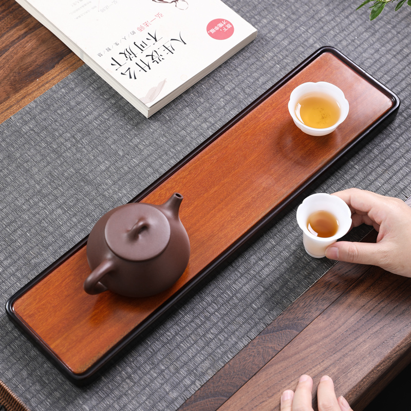 花梨木绿心檀干泡盘实木功夫茶托盘小型茶具泡茶盘沥水茶海小茶台