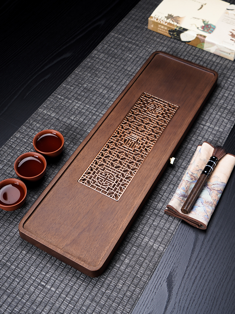 黑胡桃木双用茶盘小型2025新款茶海干泡台实木简约家用小茶台茶具