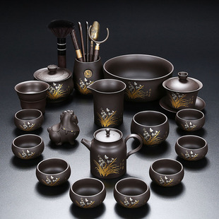 幽谷兰香紫砂功夫茶具家用办公室中式陶瓷泡茶专用茶壶茶杯泡茶器