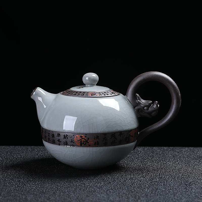 哥窑开片茶壶家用防烫水壶可养禅翼纹单壶中式功夫茶具高档泡茶壶,餐饮具,茶壶,淘宝优惠券,粉丝福利购,淘宝优惠卷