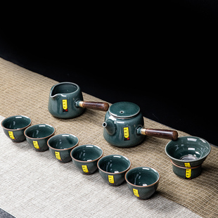 陶瓷开片盖碗泡茶壶茶杯办公室会客泡茶具 冰裂釉哥窑功夫茶具套装
