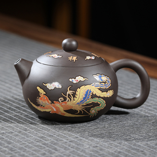 紫砂变色茶壶龙凤呈祥西施壶家用茶具单品功夫泡茶壶三才碗喝茶杯