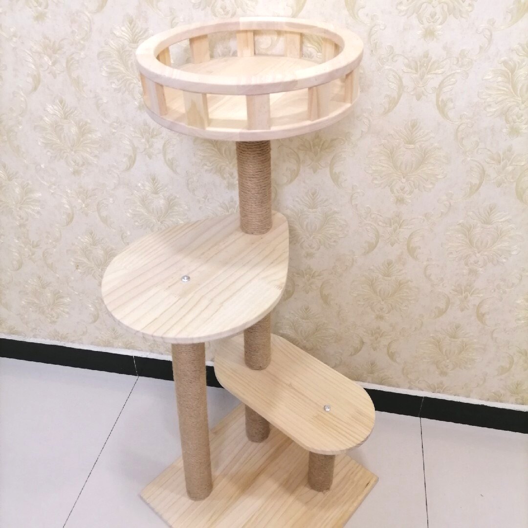 全小型松木一体眺望台猫爬架图片