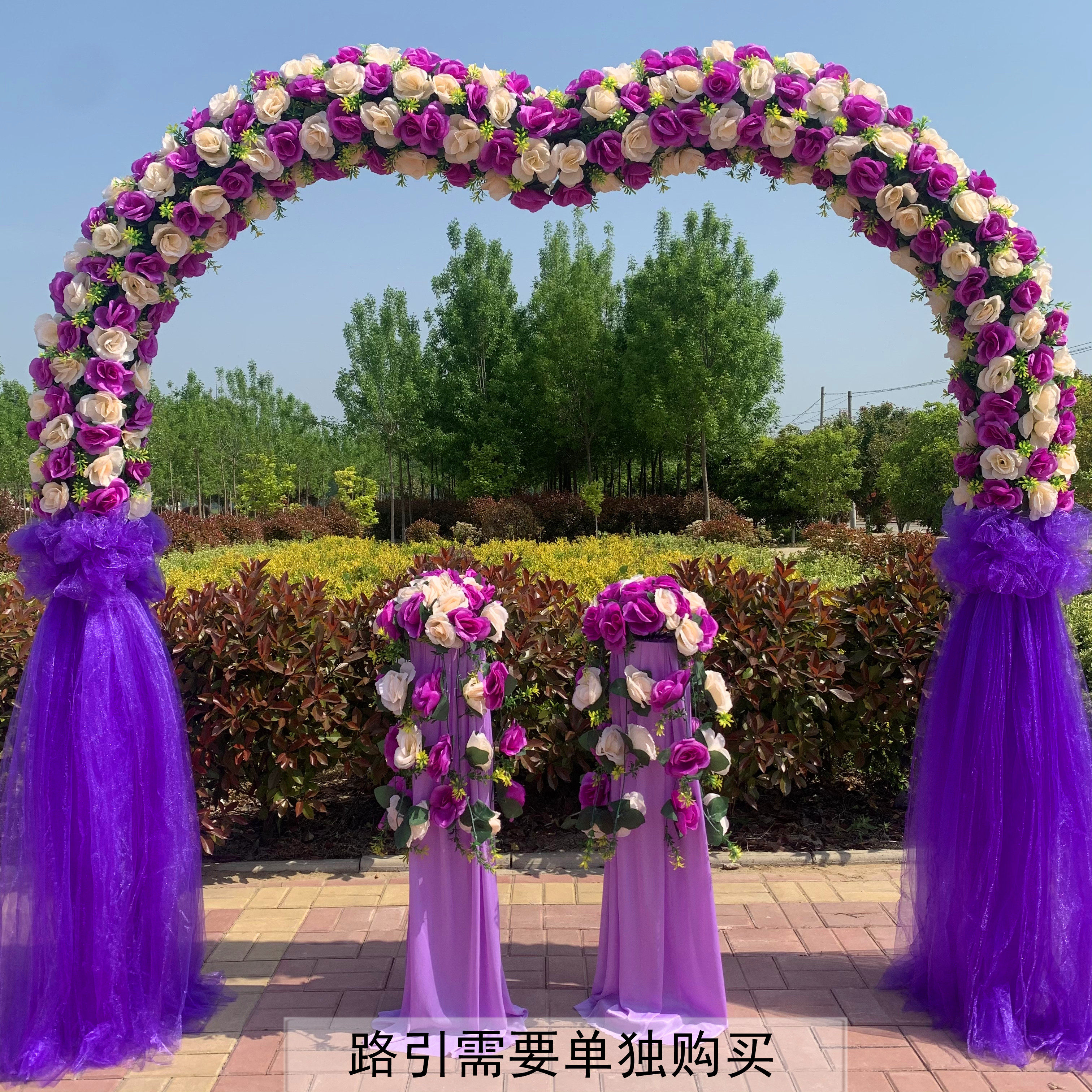 厂促婚庆绢花拱门花门开业喜庆绢花拱门雪纱花门花架开业典礼喜庆