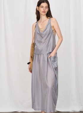 PIECE MIND假两件轻薄无袖撞色度假连衣裙