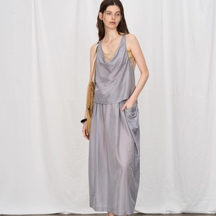 PIECE MIND假两件轻薄无袖撞色度假连衣裙