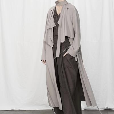 【高圆圆同款】PIECE MIND拼片小高领宽松长款风衣