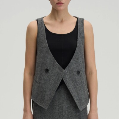 2024新款黑色背心马甲套装