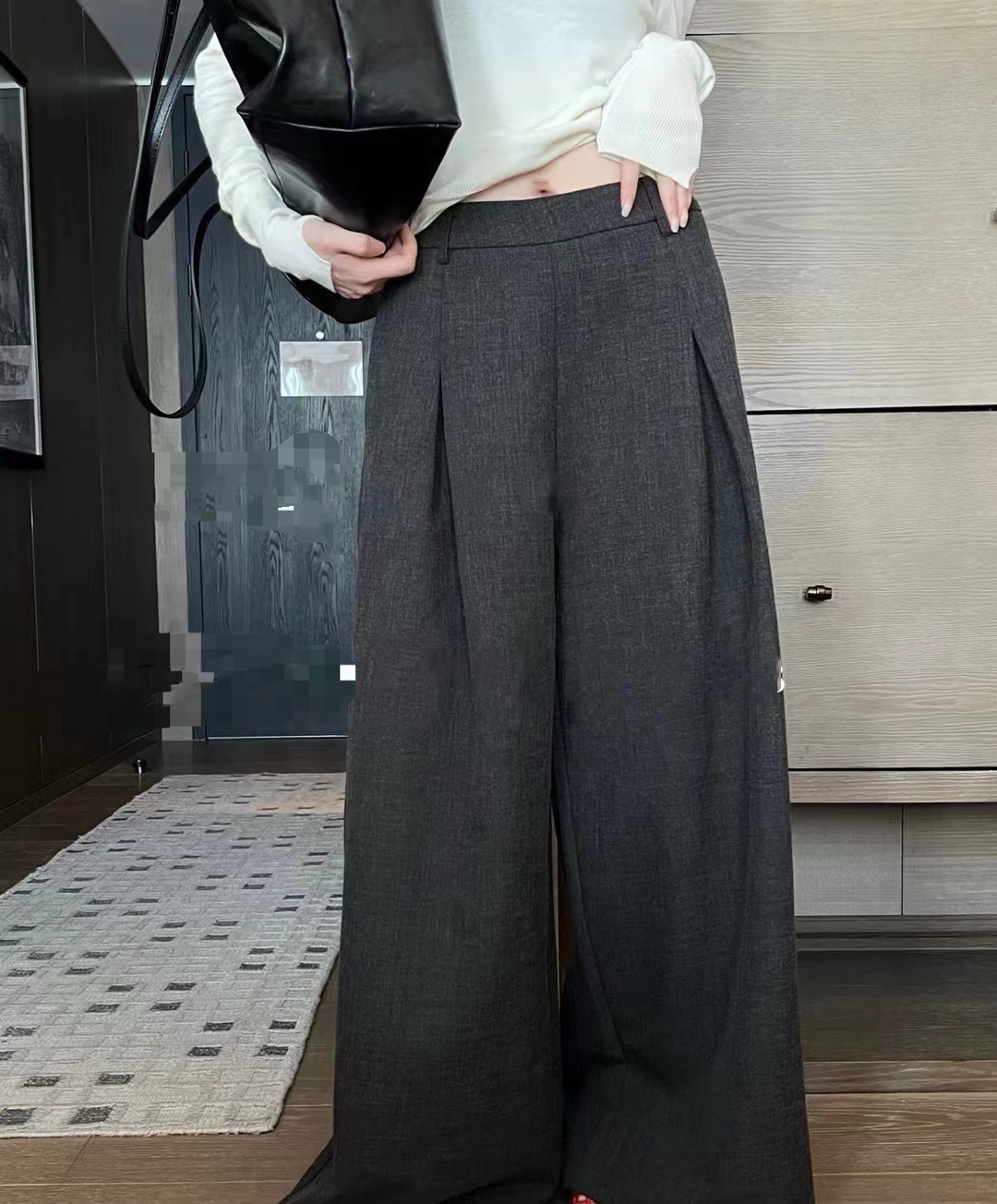 【TOMORROW ANN】韩系压褶百搭通勤质感时尚百搭休闲裤