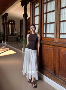 6113 春上新莱赛尔极简气质百搭不规则褶皱雪纺半身裙 LIMO