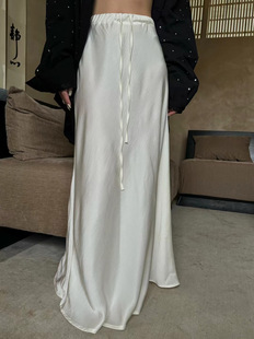 ZMZY新款韩系气质时尚简约百搭醋醋松紧纯色抽绳系带半身裙女