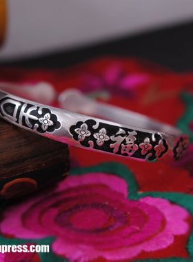 儿童饰品复古风纯银手镯送小朋友