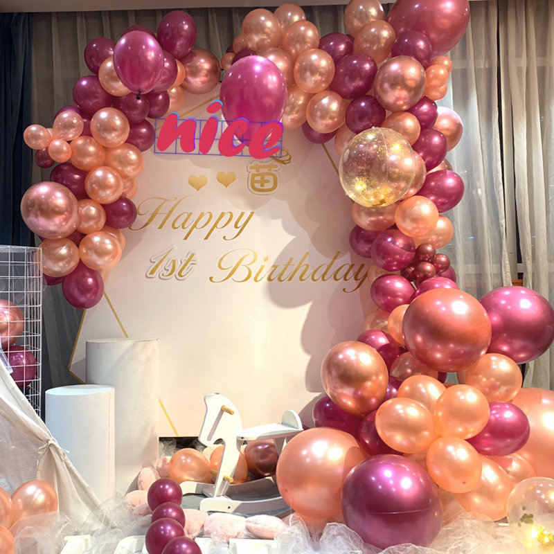 5寸10寸12寸18寸24寸36寸玫瑰金香槟色气球搭配婚礼生日气球装饰