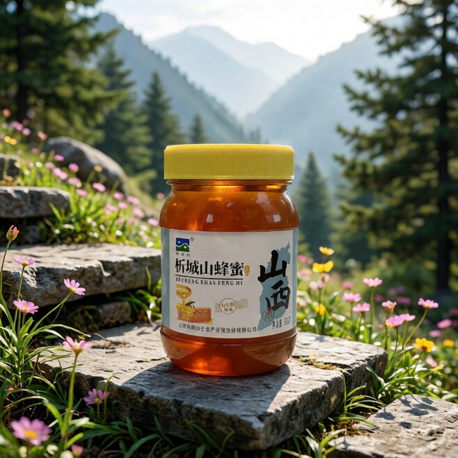 山西阳城析城山蜂蜜厂自产百花蜜深山原蜜农家花蜜玻璃瓶装土蜂蜜