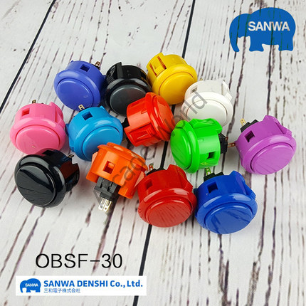 日本原装三和按键SANWA按钮OBSF-30绿色卡式街机格斗游戏摇杆配件