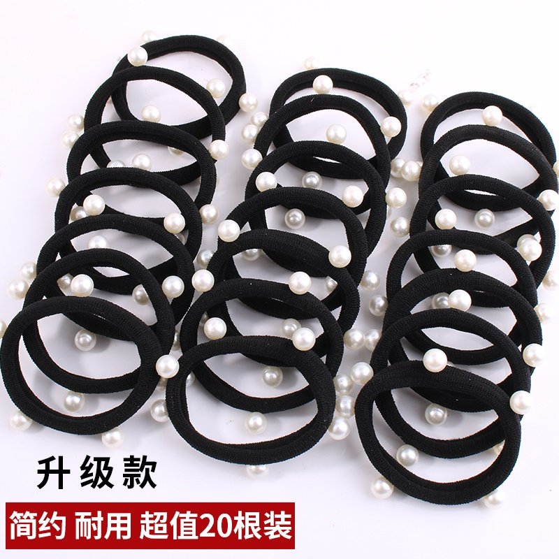 韩版扎发高弹力简约马尾发绳珍珠发圈无接缝绑头绳橡皮筋头饰网红