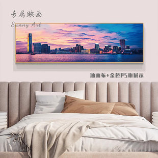 港式挂画香港维多利亚风景装饰画卧室床头城市夜景酒店公寓壁画
