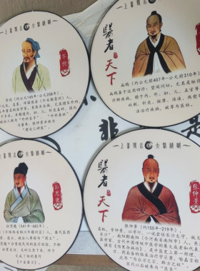 十大名医画像装饰画中医养生馆挂画华佗李时珍壁画诊所海报圆形画