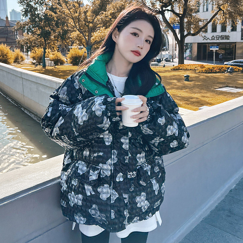 冬季新款印花拼色中长款面包服287-F2260-P150-K228,女装棉衣/棉服,浙宝287