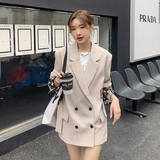 米色休闲西装外套女春秋2025新款小个子设计高级感小众潮简约西服，女装西装，浙宝287