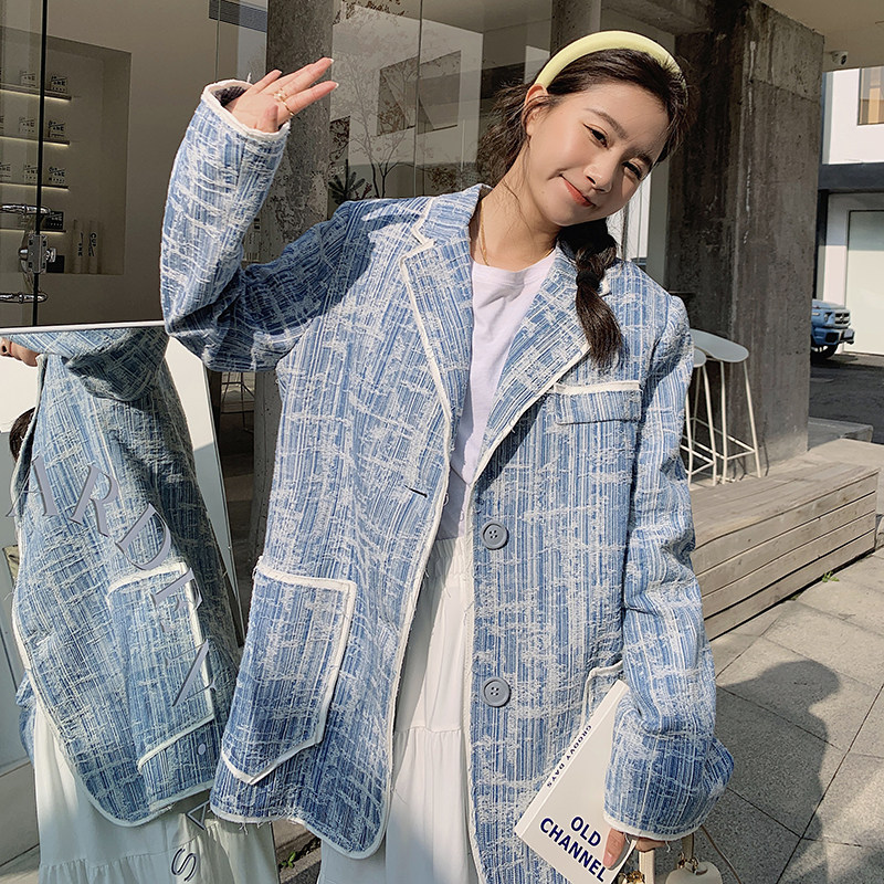 现货2022春新款不规则小香风牛仔西装Z287-2210-P125-K178,女装短外套,浙宝287