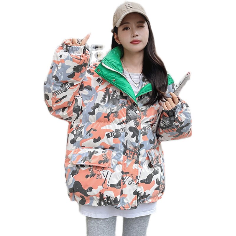 冬季新款印花拼色中长款面包服287-F2260-P150-K228,女装棉衣/棉服,浙宝287