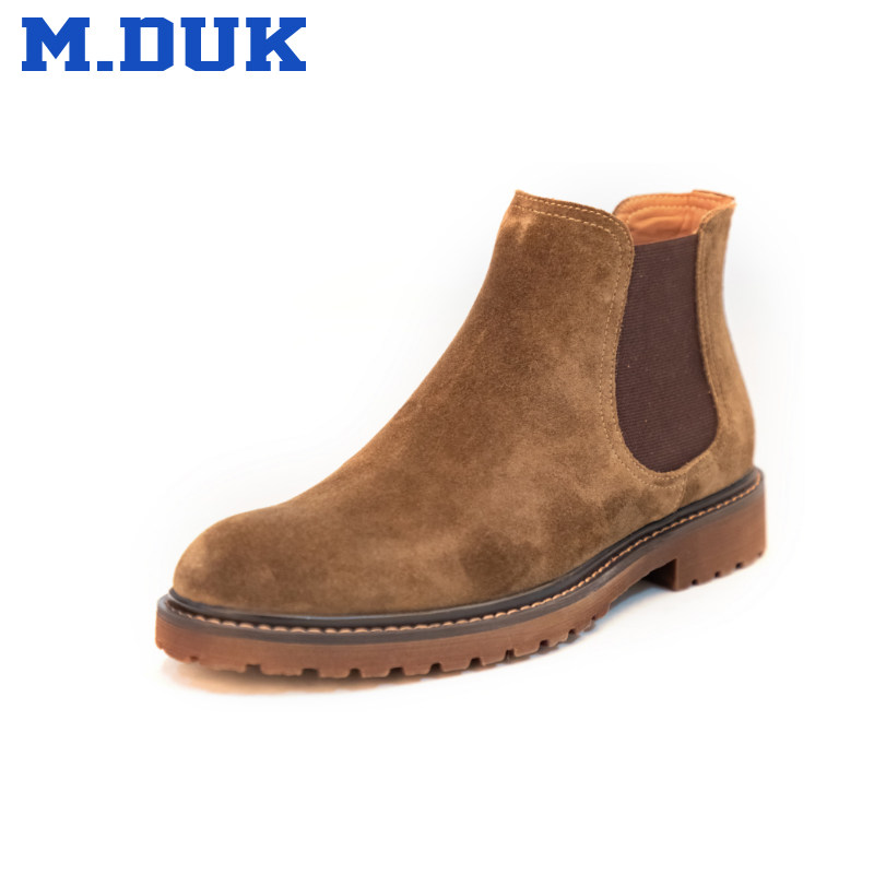 马尔杜克冬季新款男反绒皮切尔西靴英伦风马丁靴男复古潮流切尔西