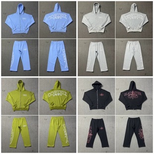 新款Corteiz恶魔岛复古印花美潮高街宽松开衫连帽卫衣休闲长裤套