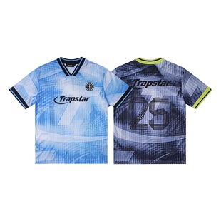 Trapstar夏季速干25号足球服运动休闲短袖宽松男女同款V领T恤衫