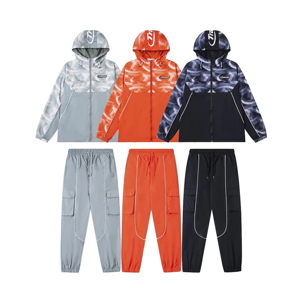 美式复古拼接字母印花冲锋衣外套