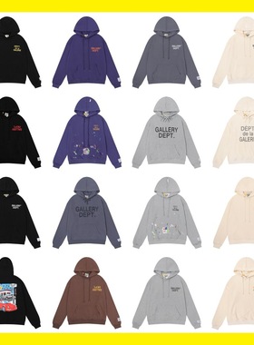 小众美潮GALLERY DEPT好莱坞限定詹姆斯同款手绘泼墨字母连帽卫衣