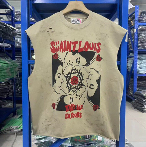 SSSAINTLOUIS做旧水洗背心潮