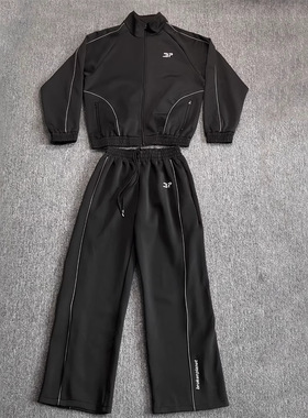 broken planet美式运动风长裤男女宽松休闲两件套拉链外套套装