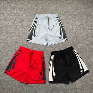 Corteiz美潮恶魔岛字母印花沙滩休闲男女速干五分裤拼接抽绳短裤