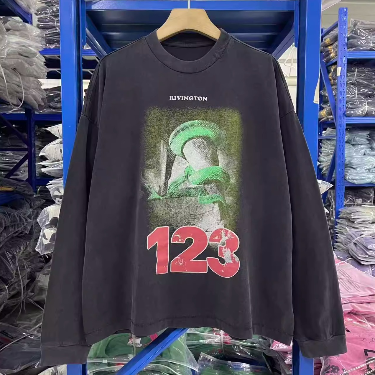 勇士毒蛇印花宽松休闲T恤