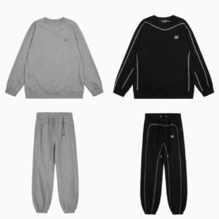 套装 basic刺绣logo圆领套头抓绒卫衣休闲长裤 男 Embroidery kroen