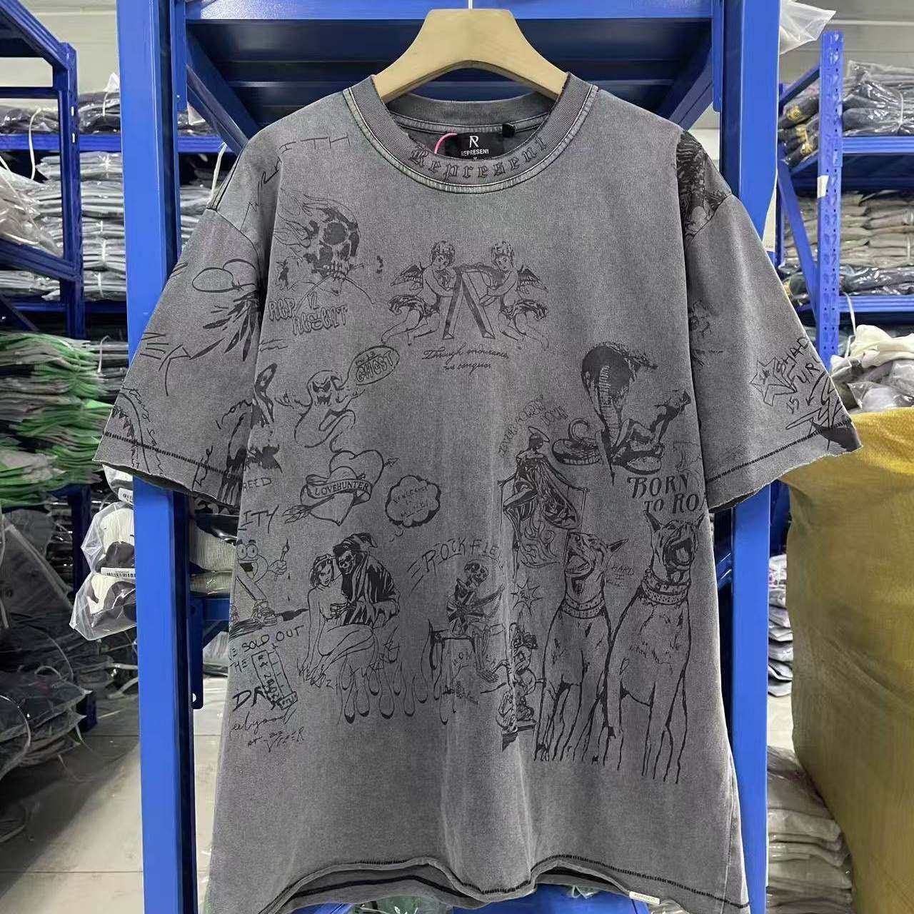 REPRESENT恶魔天使满身印花宽松休闲美式高街做旧男女夏季短袖T恤,男装,T恤,淘宝优惠券,粉丝福利购,淘宝优惠卷